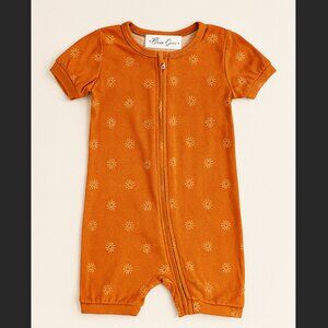 NEW Bamboo Baby Romper • Rust Orange Sun Print Zip One-Piece